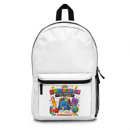 Kindergarten Backpack – Colorful Back to School Kids Bookbag ("Kindergarten: The World Is Yours")