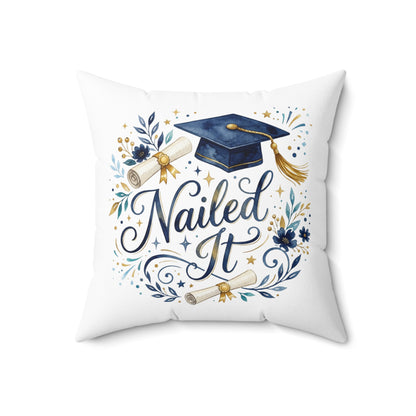 Graduation 'Nailed It' Decorative Pillow — Graduation Throw Pillow with Cap & Diploma Design