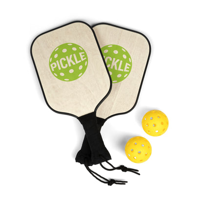 Pickleball Paddles & Balls Kit — 'PICKLE' Green Ball Design