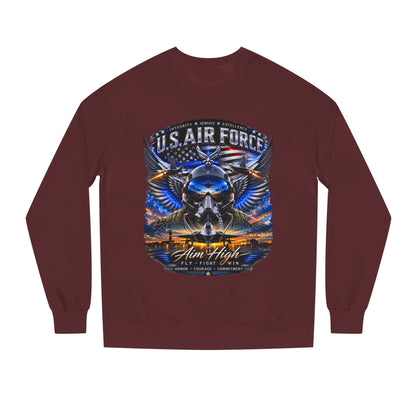 U.S. Air Force Crewneck Sweatshirt — "Aim High" Fighter Jet Graphic