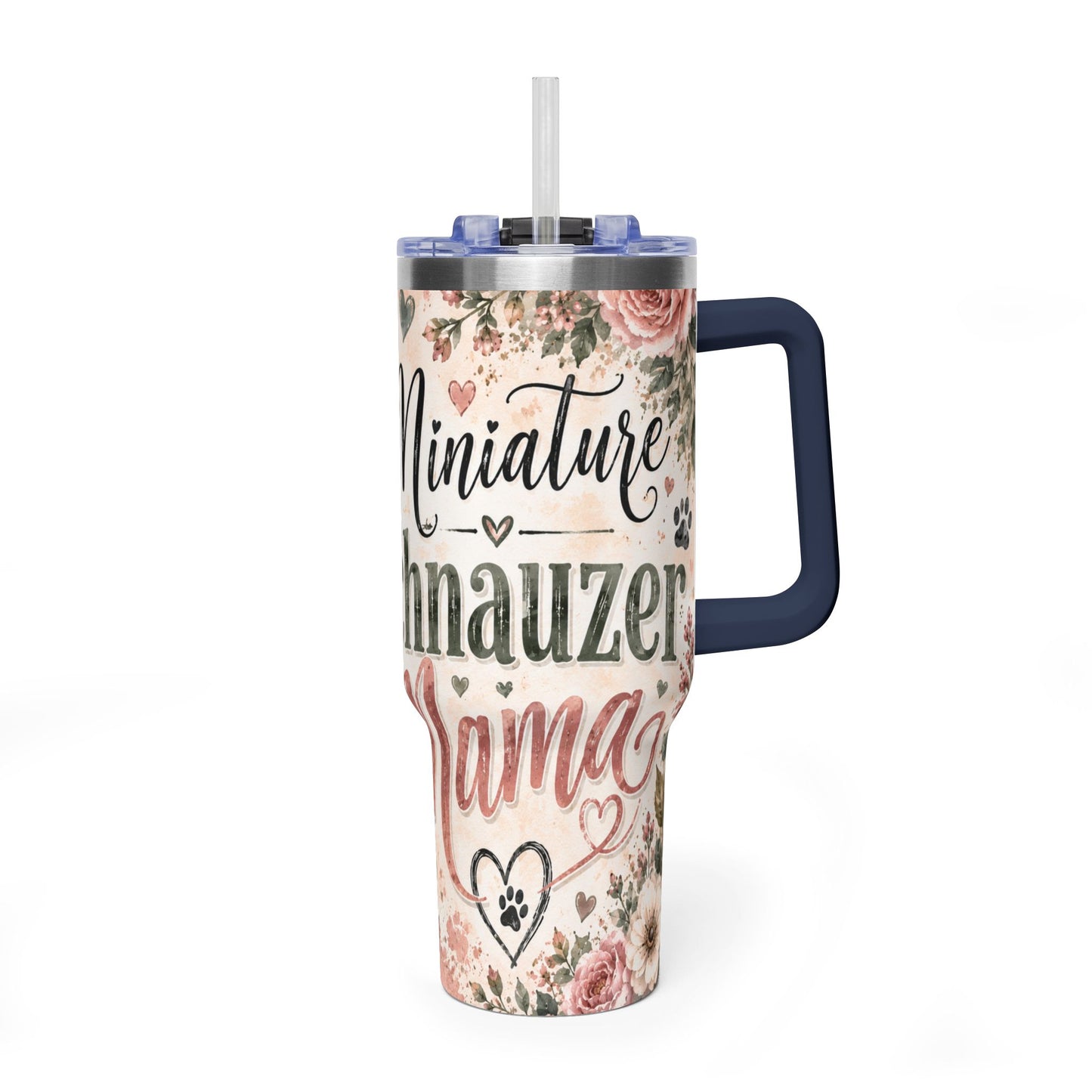 Miniature Schnauzer Mama 40oz Vacuum Tumbler — Insulated Travel Mug with Handle