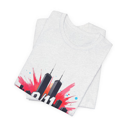 9/11 Never Forget T-Shirt — Patriotic Memorial Tee with Twin Towers Graphic