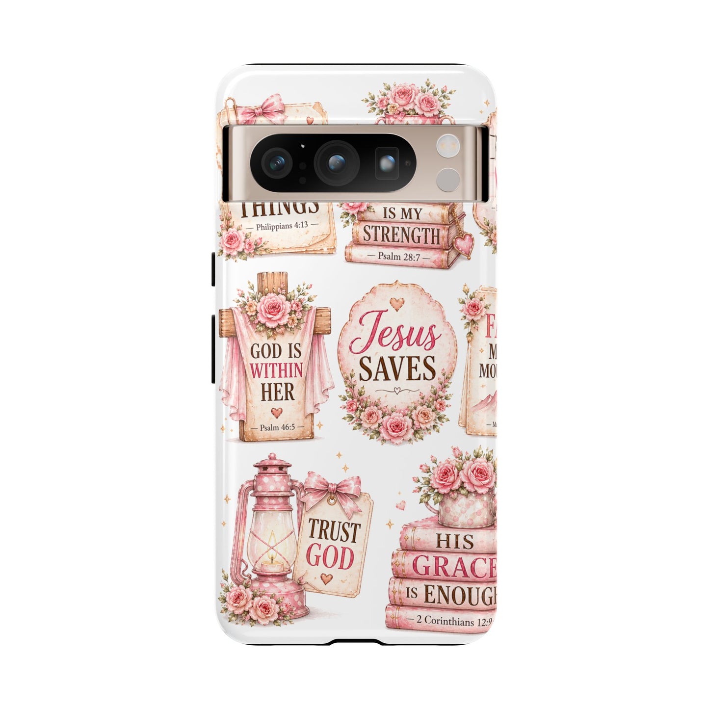 Faith Phone Case — 'Jesus Saves' Floral Christian Scripture iPhone Case