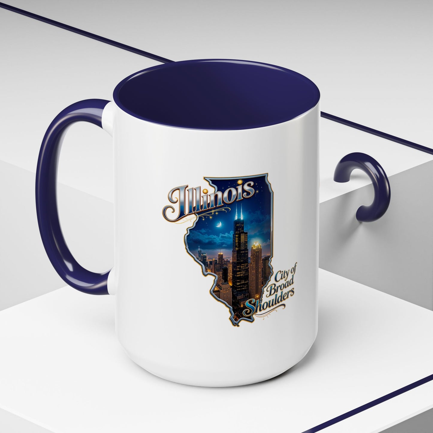 Illinois Skyline Accent Coffee Mug – City of Broad Shoulders Chicago Design (11/15oz)