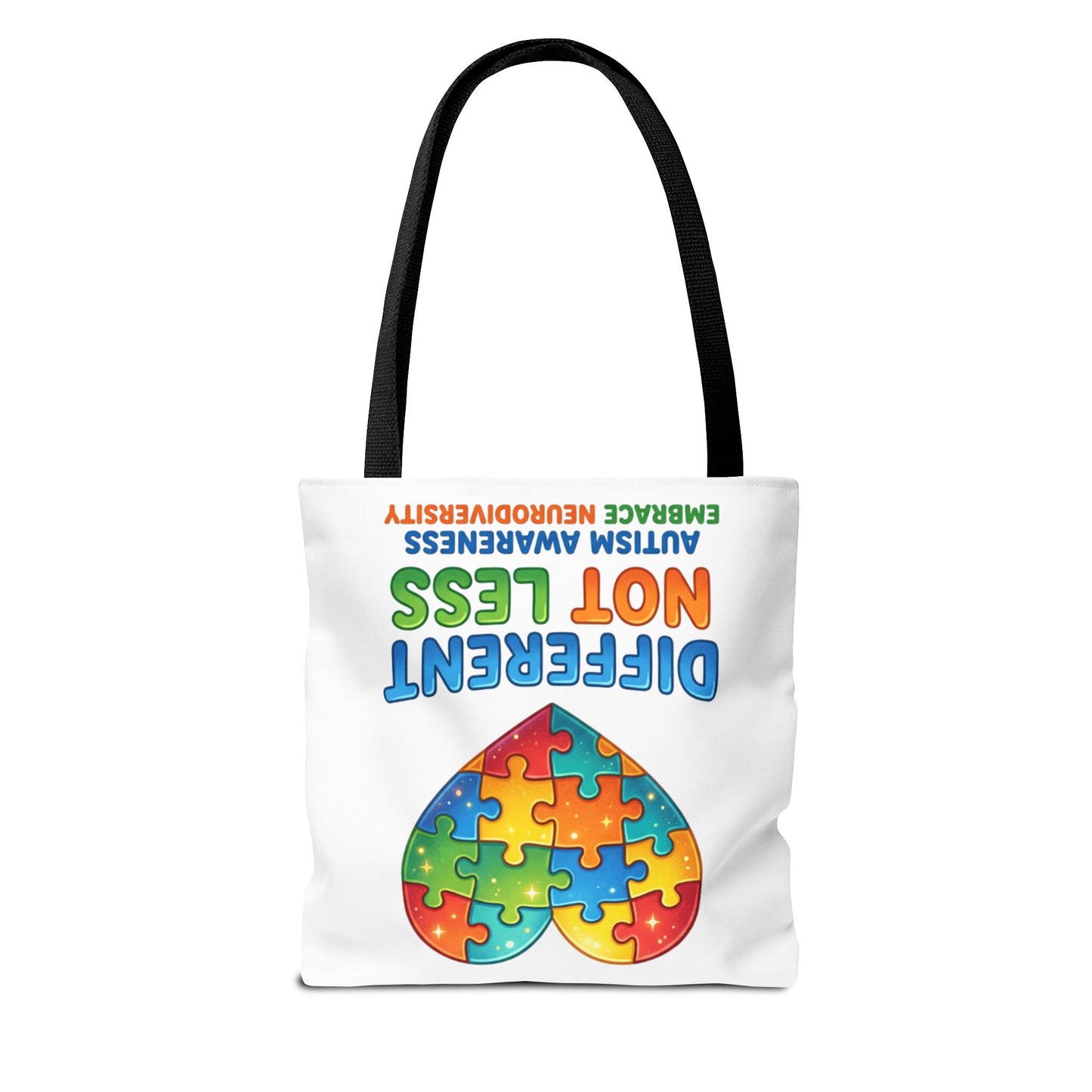 Autism Awareness Tote — "Different Not Less" Puzzle Heart