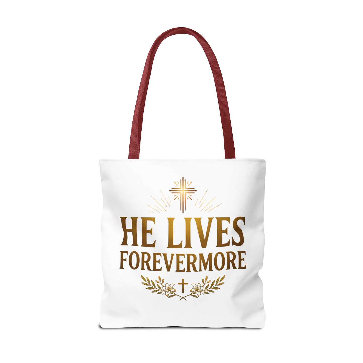 He Lives Forevermore Tote Bag – Christian Faith Cross Easter Canvas Tote