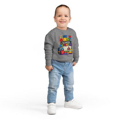 Toddler Sweatshirt — "My First School Adventure" Back-to-School Kids Sweatshirt