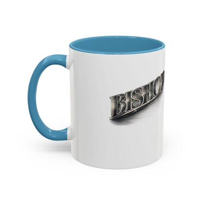Vintage 'Bishop' Accent Coffee Mug — Retro Metallic Text Ceramic Mug (11/15oz)