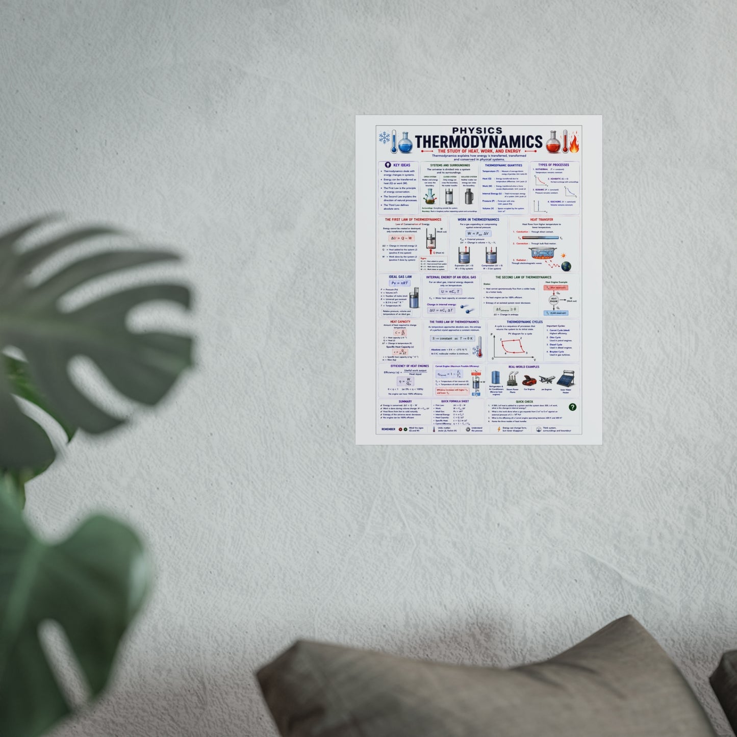 Thermodynamics Physics Poster — Educational Fine Art Wall Chart