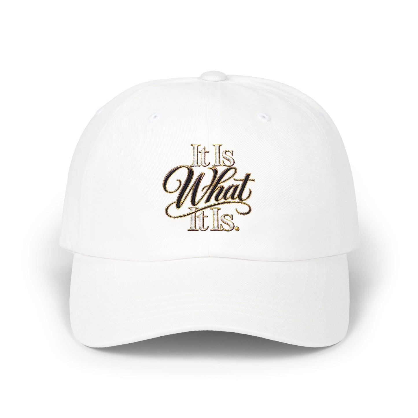Classic Dad Cap — Embroidered “It Is What It Is” Vintage Script Hat