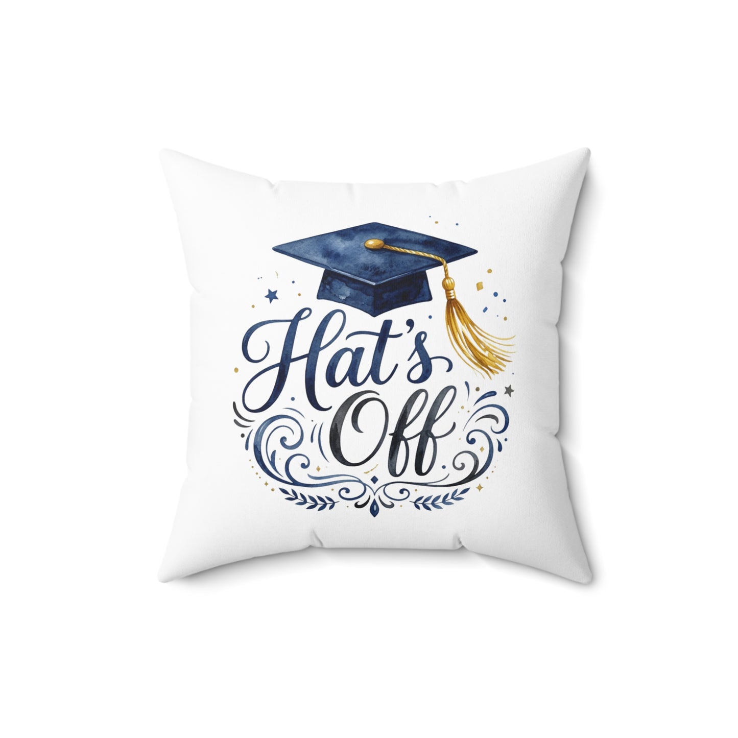 Graduation Pillow — "Hats Off" Decorative Throw Pillow with Cap & Tassel