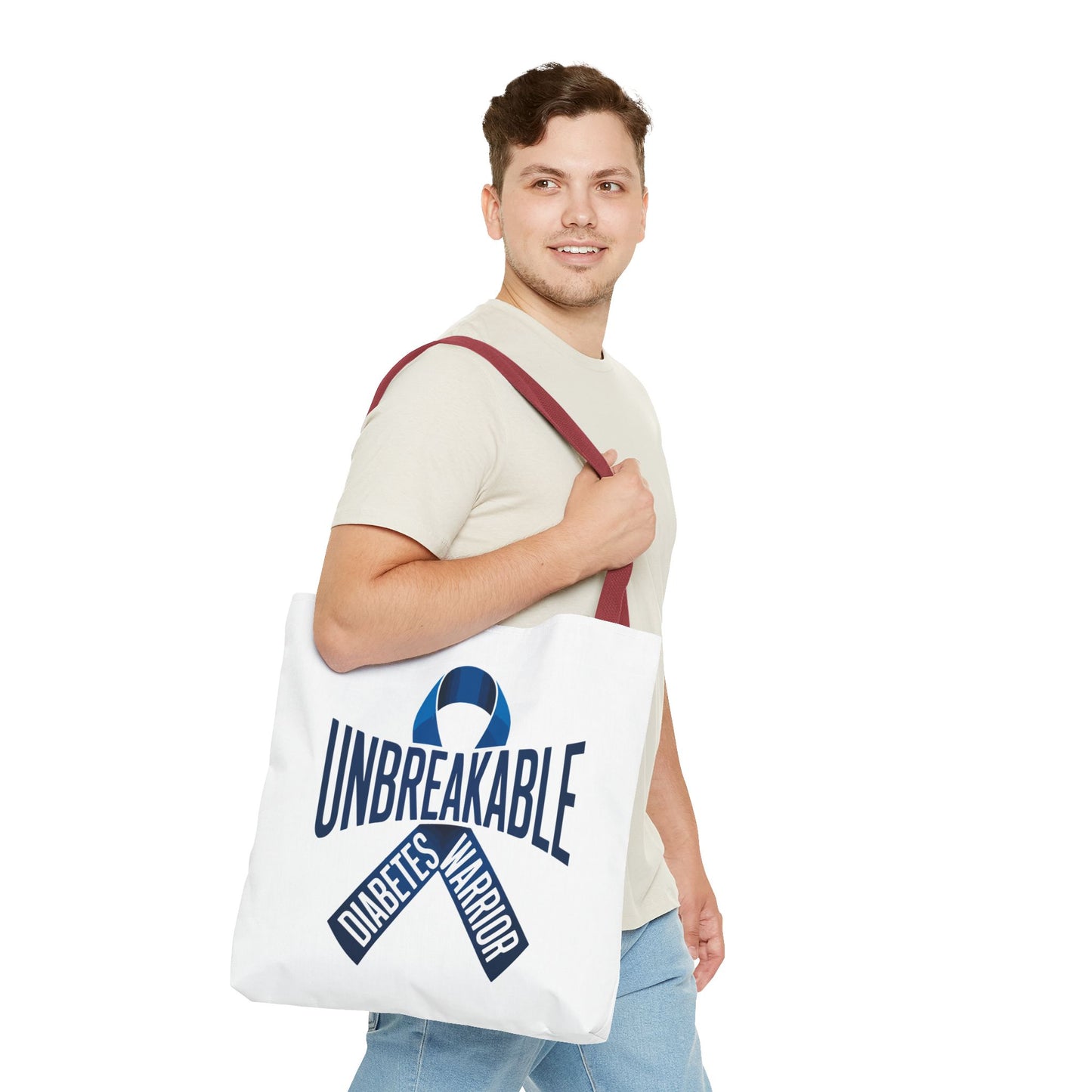 Diabetes Warrior Unbreakable Tote Bag – Blue Awareness Ribbon All-Over Print