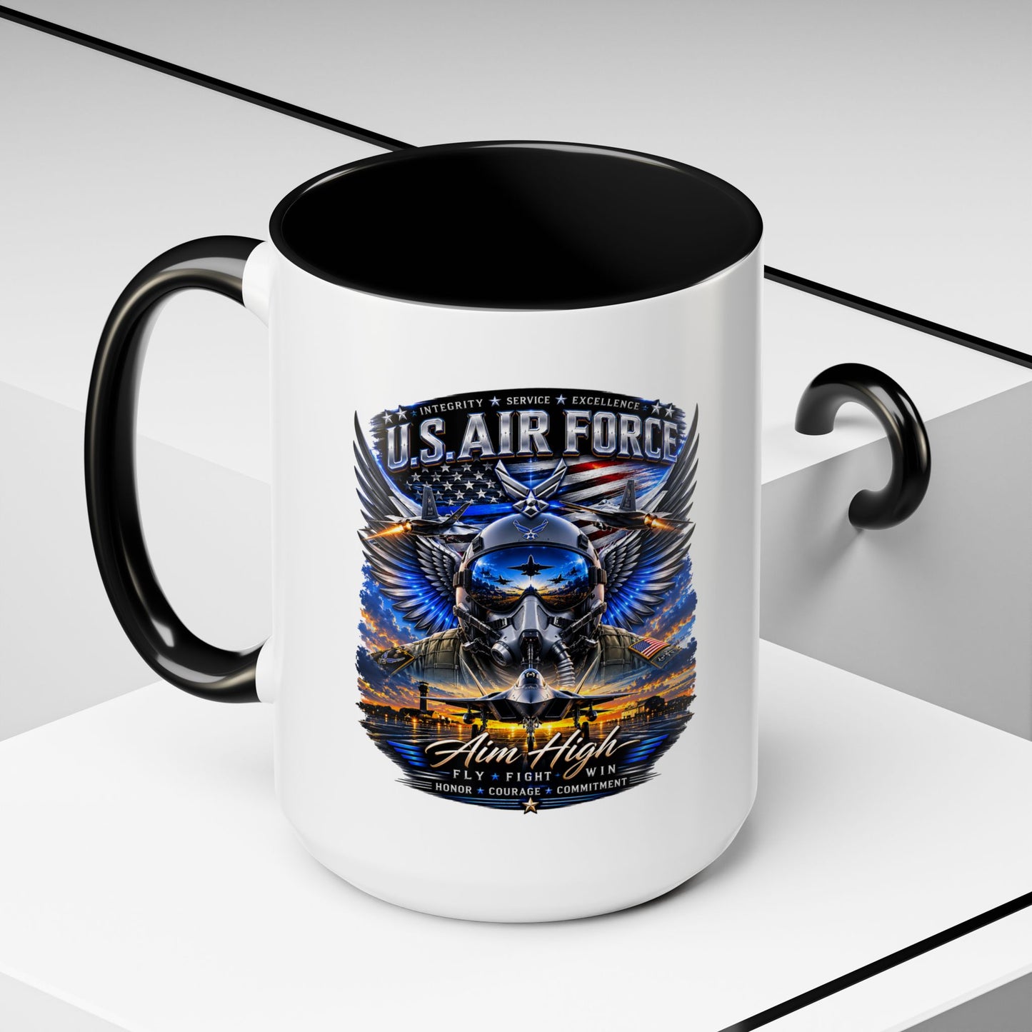 U.S. Air Force Eagle Coffee Mug — "Aim High" Accent 11/15oz