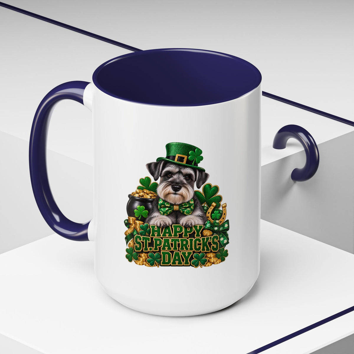 St. Patrick's Day Schnauzer Coffee Mug – Happy St. Patrick's Day Accent Mug
