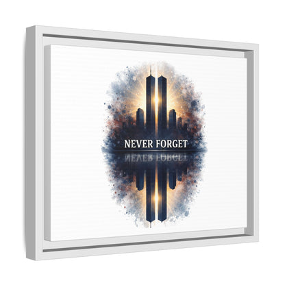 Never Forget Twin Towers Framed Canvas Print
