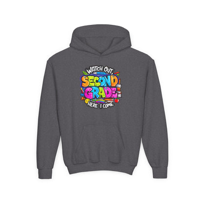Second Grade Kids' Hoodie - "Watch Out Second Grade Here I Come" Back-to-School Sweatshirt