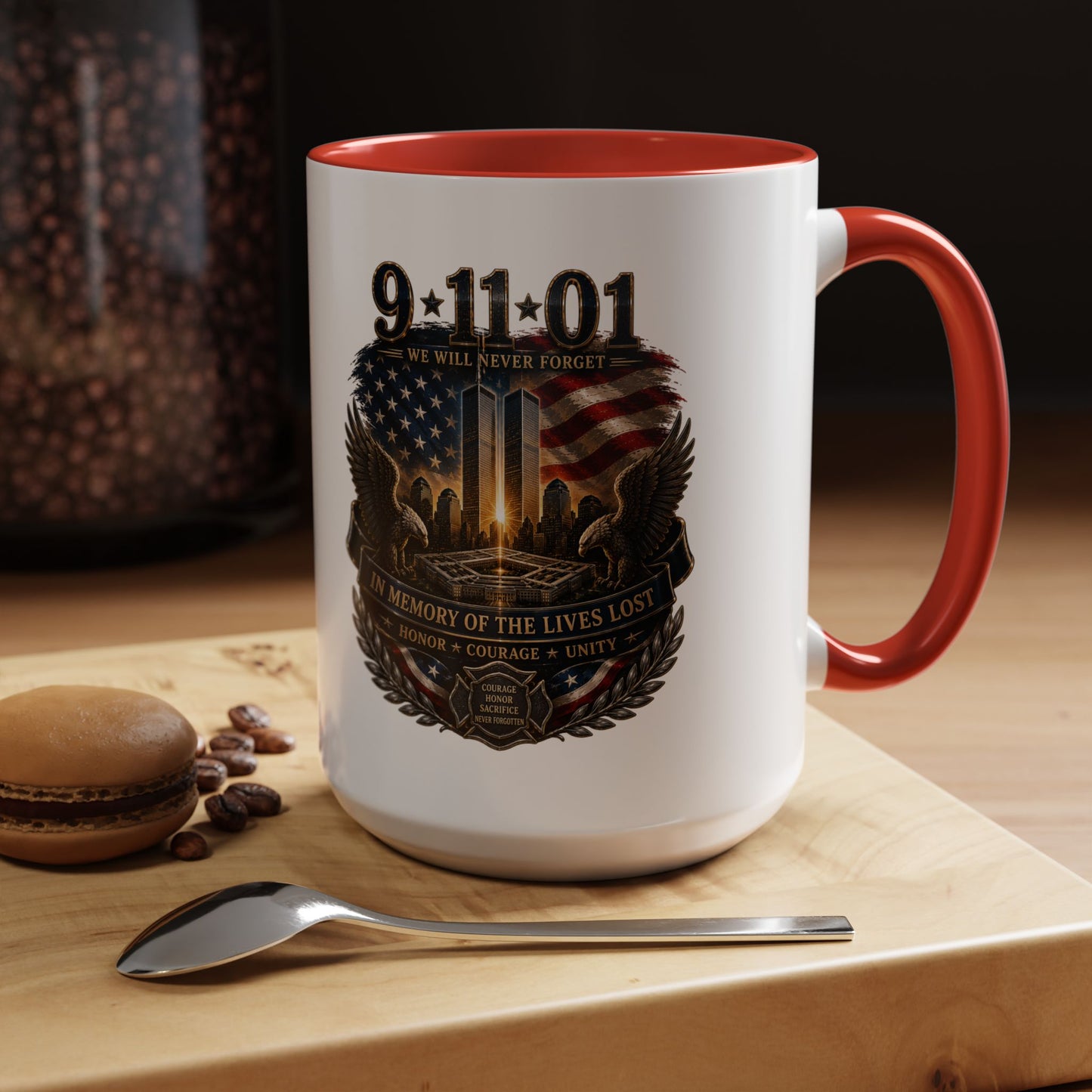 9·11 Memorial Coffee Mug — Never Forget Tribute Accent Mug (11/15oz)