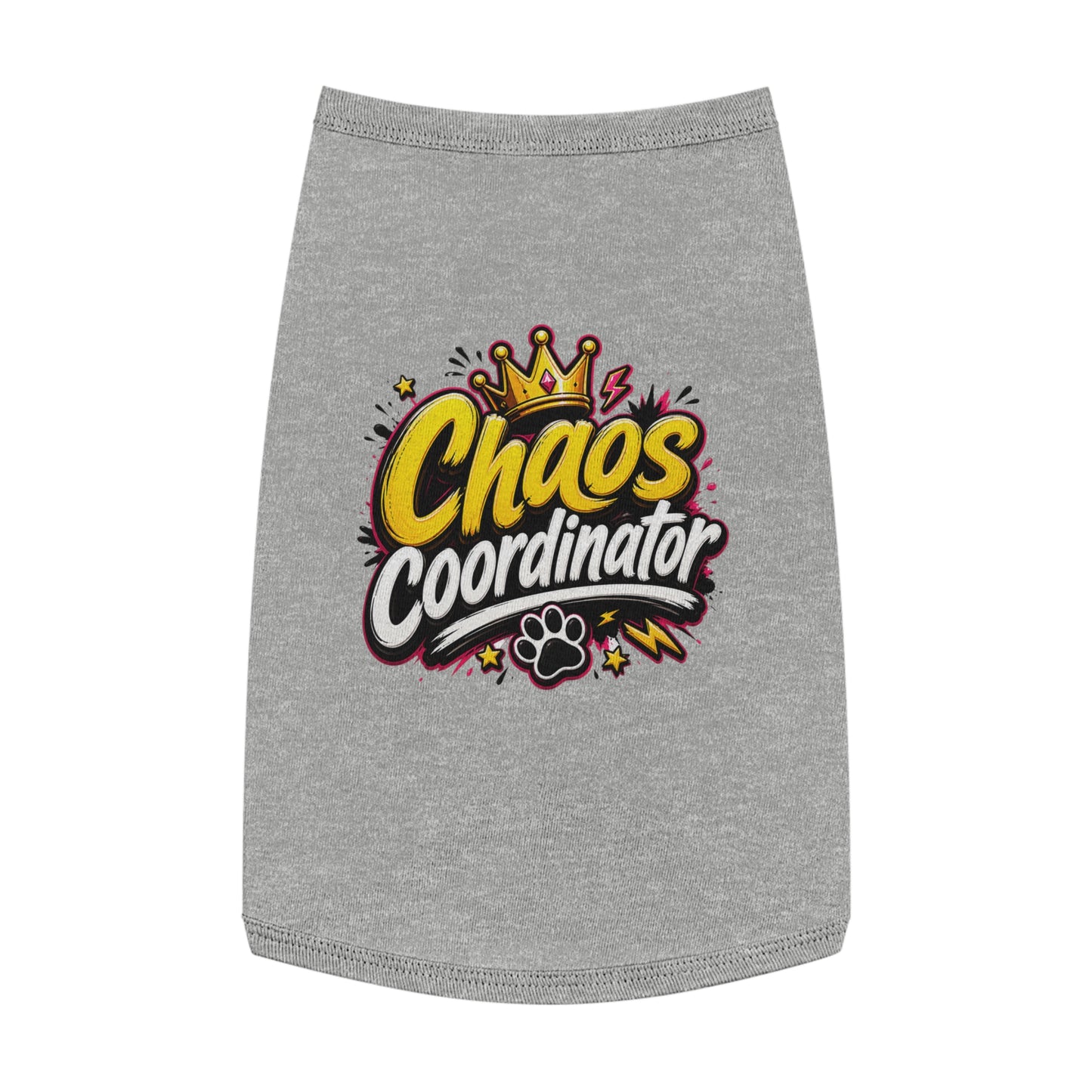 Chaos Coordinator Pet Tank Top — Cute Crown Paw Graphic Dog & Cat Tee