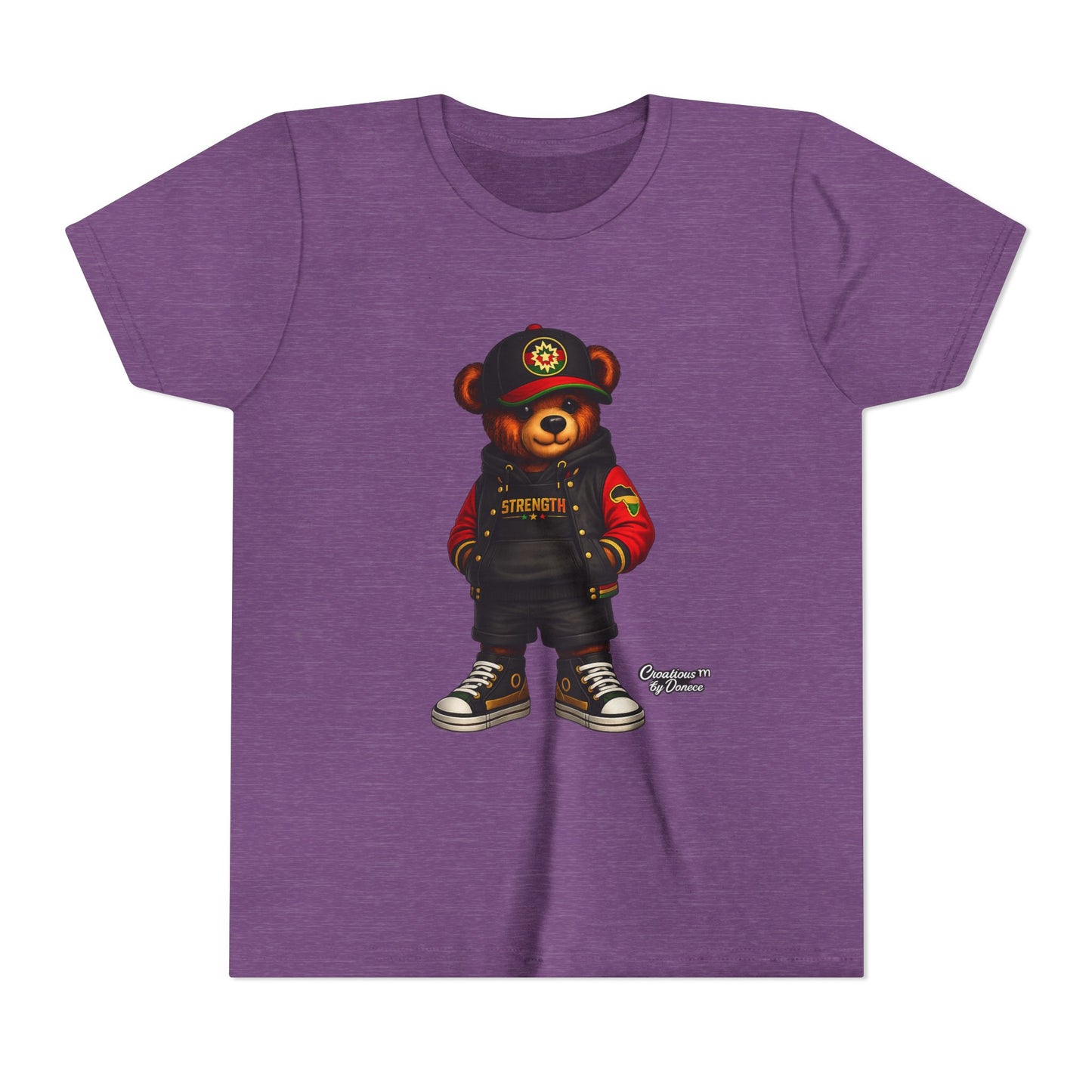 Kids Teddy Bear Streetwear Tee — 'Strength' Graphic Youth T-Shirt