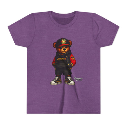 Kids Teddy Bear Streetwear Tee — 'Strength' Graphic Youth T-Shirt