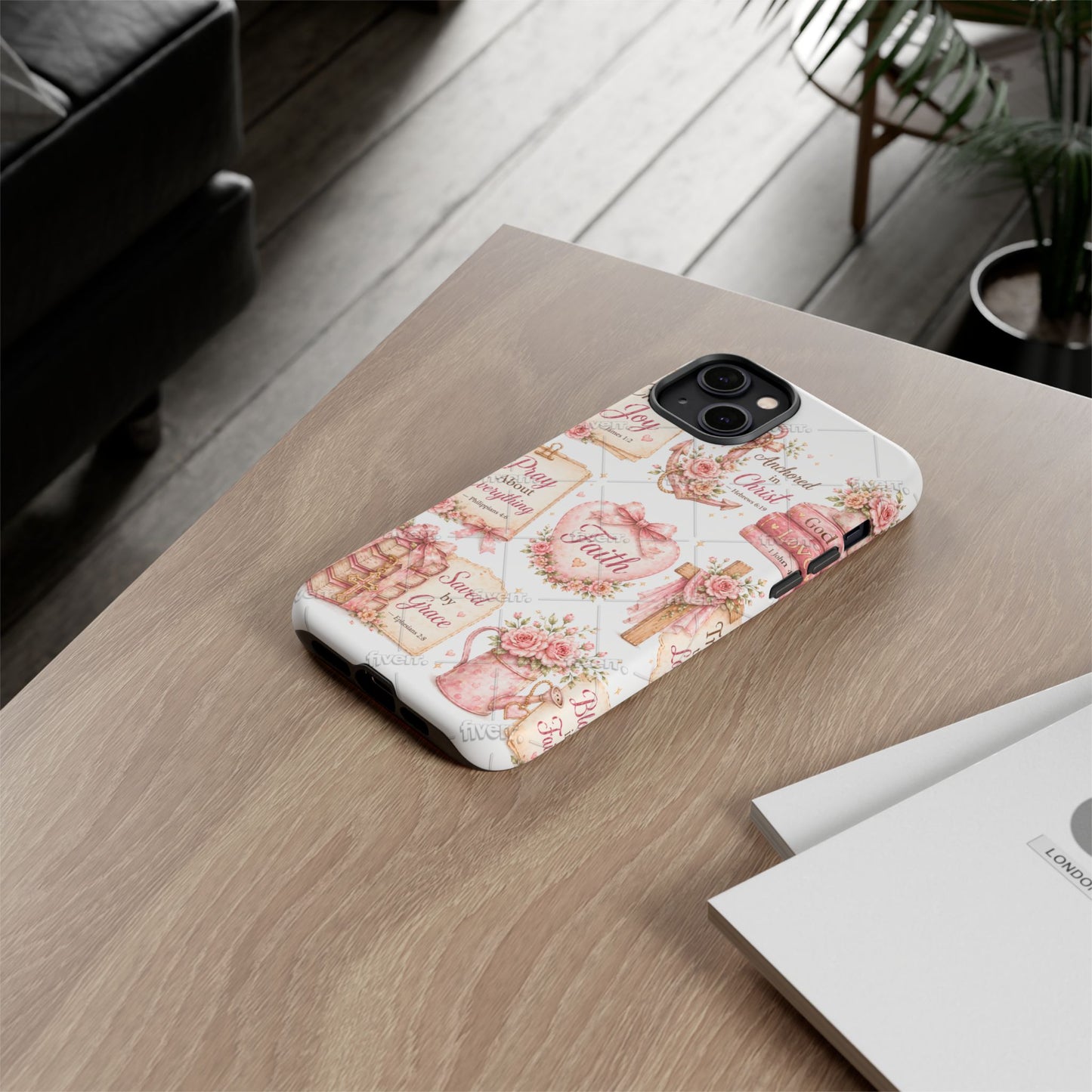 Faith Floral Phone Case – Christian Inspirational Scripture iPhone Cover (Choose Joy, Pray, Faith)