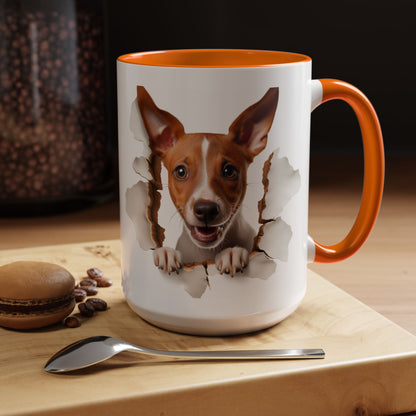 Basenji Puppy Peeking Accent Coffee Mug — Cute Dog Lover Gift (11/15 oz)