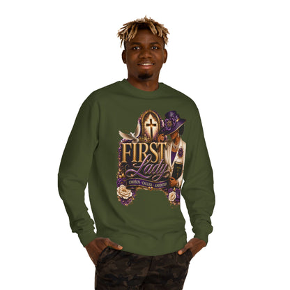 First Lady Church Sweatshirt – Christian Women’s Faith Graphic Crewneck