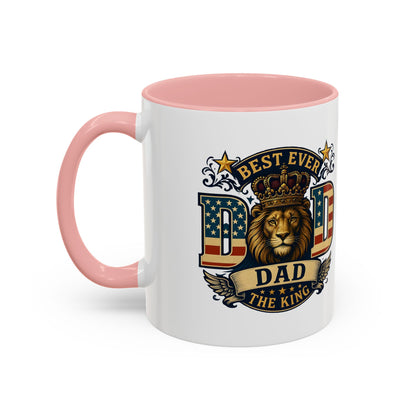 Best Ever Dad Coffee Mug — 'Dad the King' Lion Accent Mug (11/15oz)
