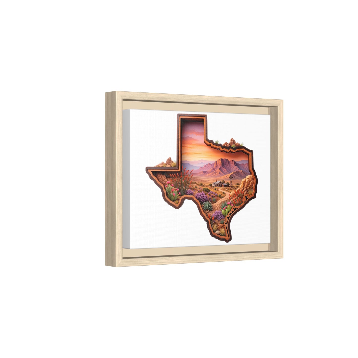 Framed Texas Landscape Matte Canvas — Desert Sunset State Art Print