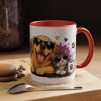 Dog and Cat Coffee Mug — 'This Is My Healer I'm A Cat' Cute Pet Lover Accent Mug (11/15oz)
