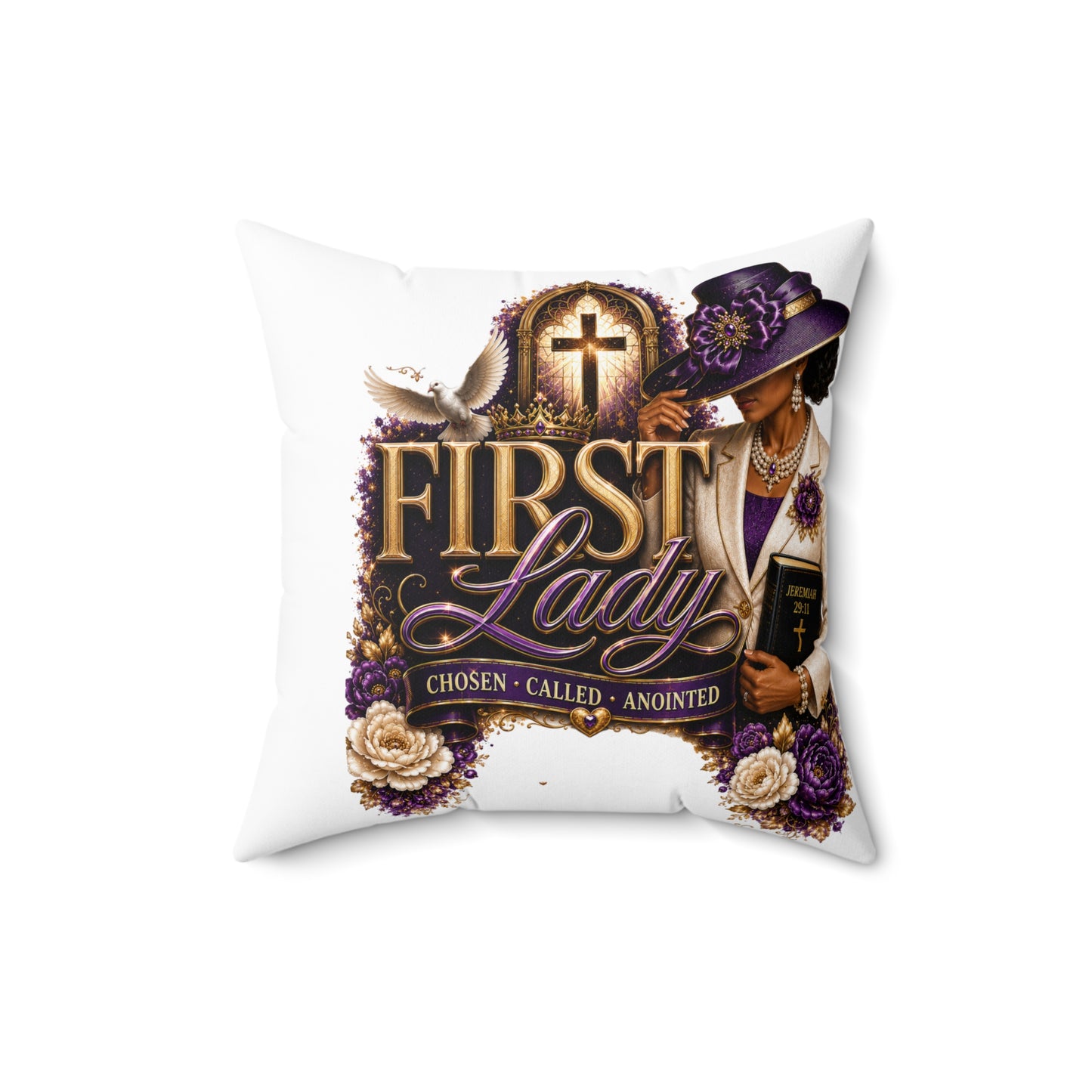 First Lady Decorative Pillow — "First Lady: Chosen • Called • Anointed" Faith Accent Pillow