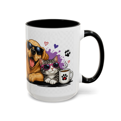 Dog and Cat Coffee Mug — 'This Is My Healer I'm A Cat' Cute Pet Lover Accent Mug (11/15oz)