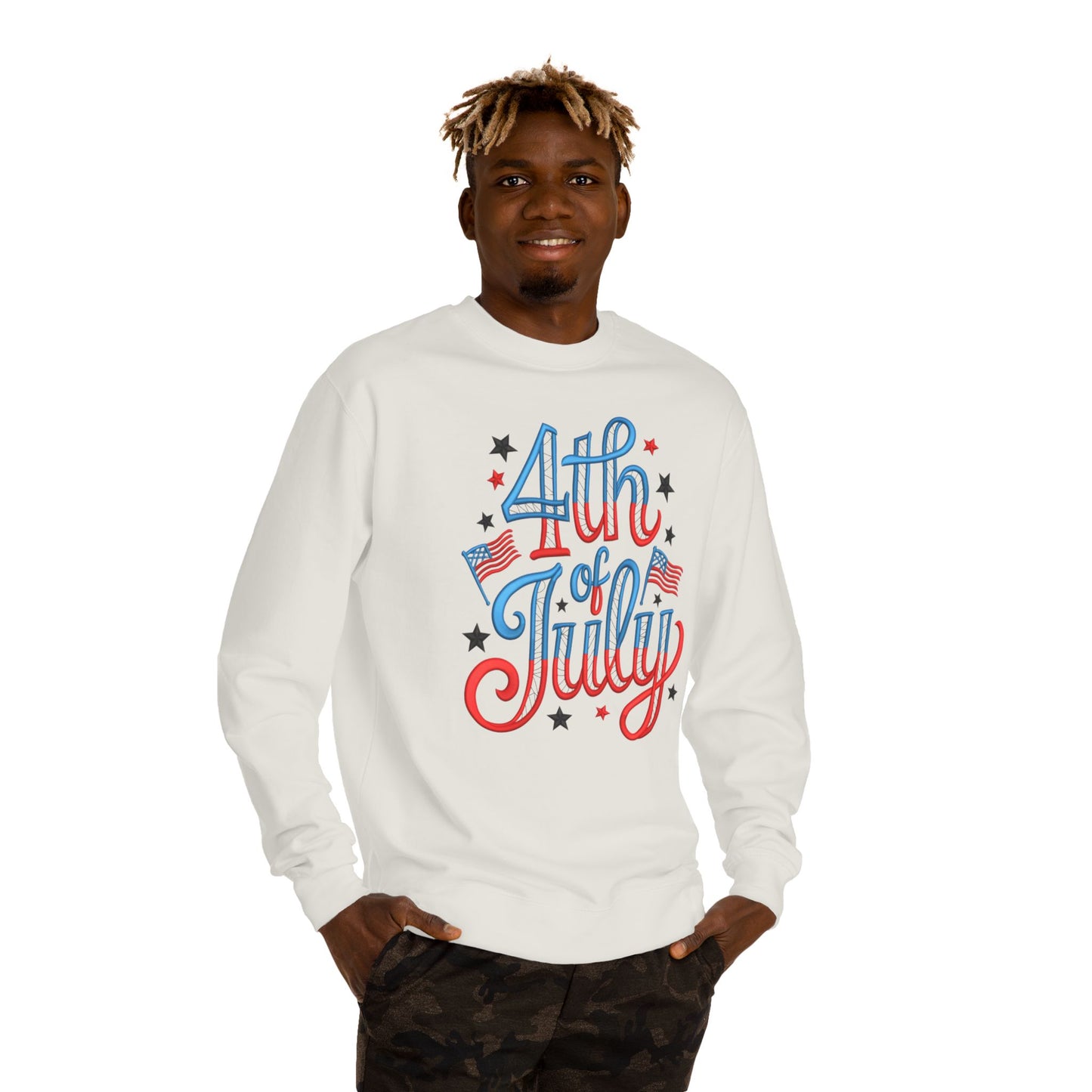4th of July Crewneck Sweatshirt - Patriotic American Flag Graphic
