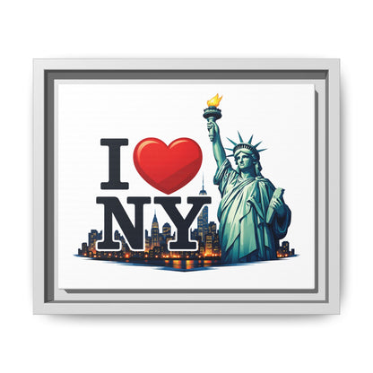 I Love NY Statue of Liberty Matte Framed Canvas