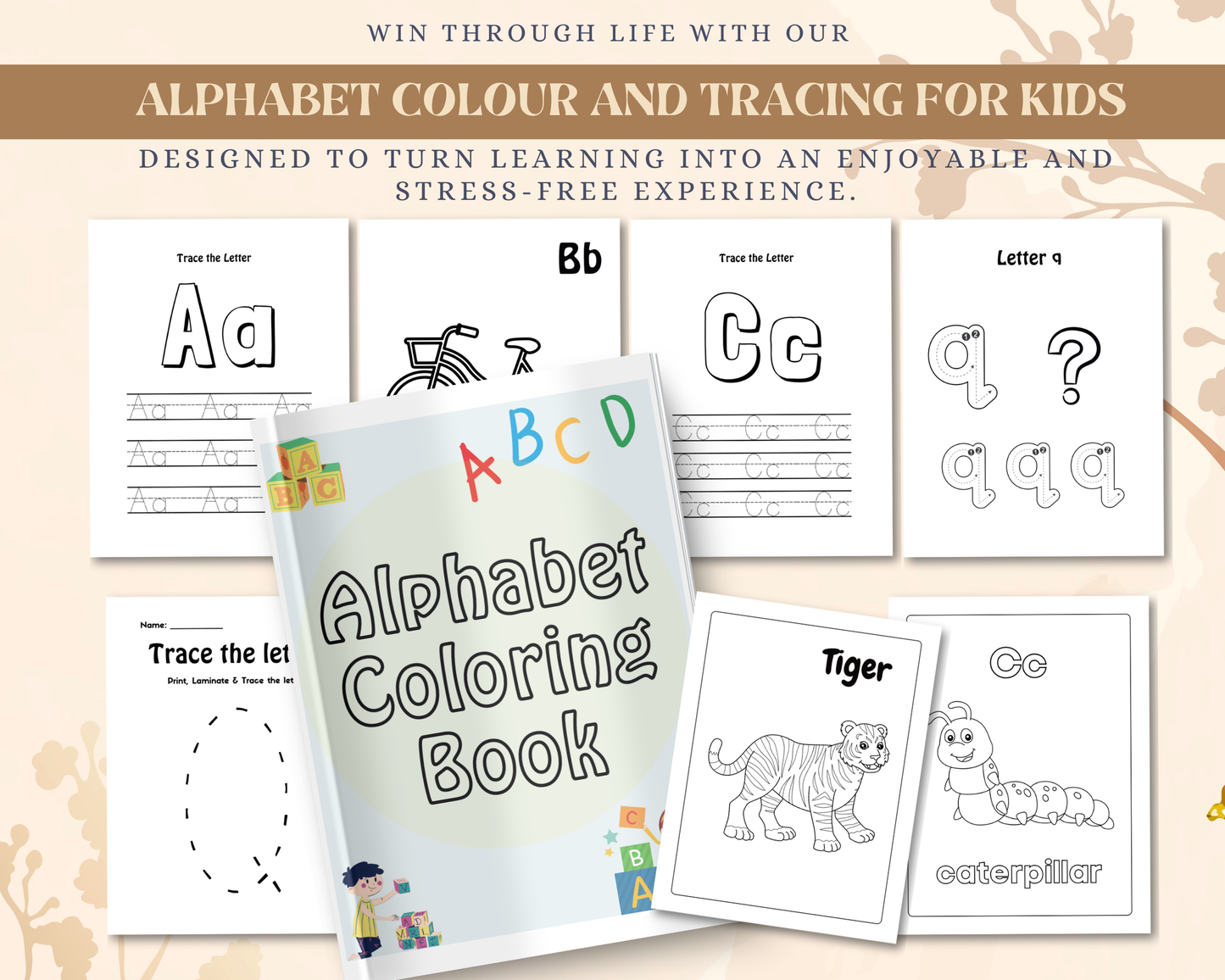 Alphabet Coloring & Tracing Worksheets for Kids | Printable ABC Learning & Handwriting Practice