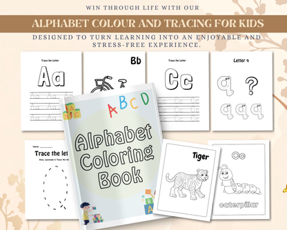 Alphabet Coloring & Tracing Worksheets for Kids | Printable ABC Learning & Handwriting Practice