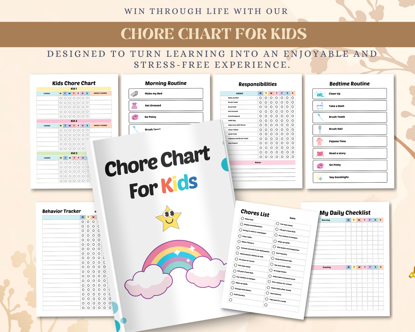 Chore Chart for Kids | Printable Daily & Weekly Responsibility Chart for Routine & Good Habits
