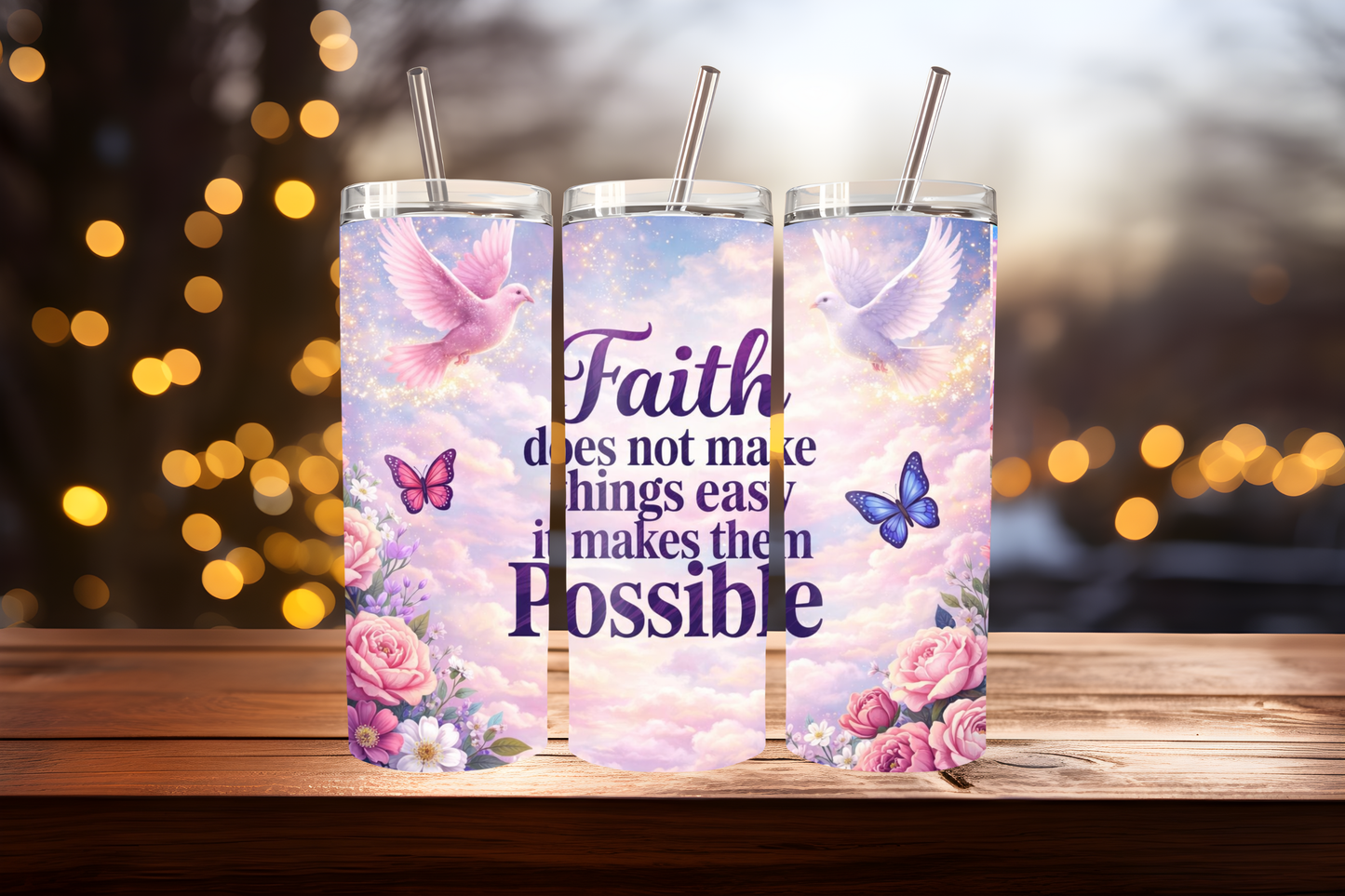God Is With Her Tumbler Wrap PNG | Faith-Based Inspirational Design, 20oz Skinny Tumbler Sublimation, Christian Quote Wrap