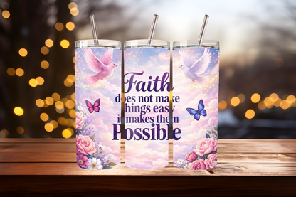 God Is With Her Tumbler Wrap PNG | Faith-Based Inspirational Design, 20oz Skinny Tumbler Sublimation, Christian Quote Wrap
