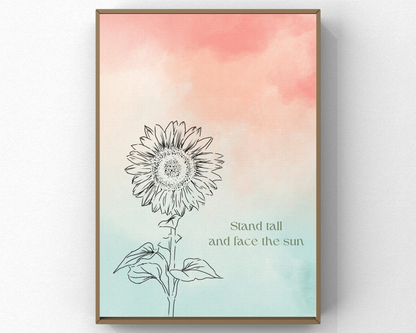 Motivational Sunflower Wall Decor Art | Inspirational Quote Wall Art, Floral Positivity Poster, Printable Sunflower Home Decor