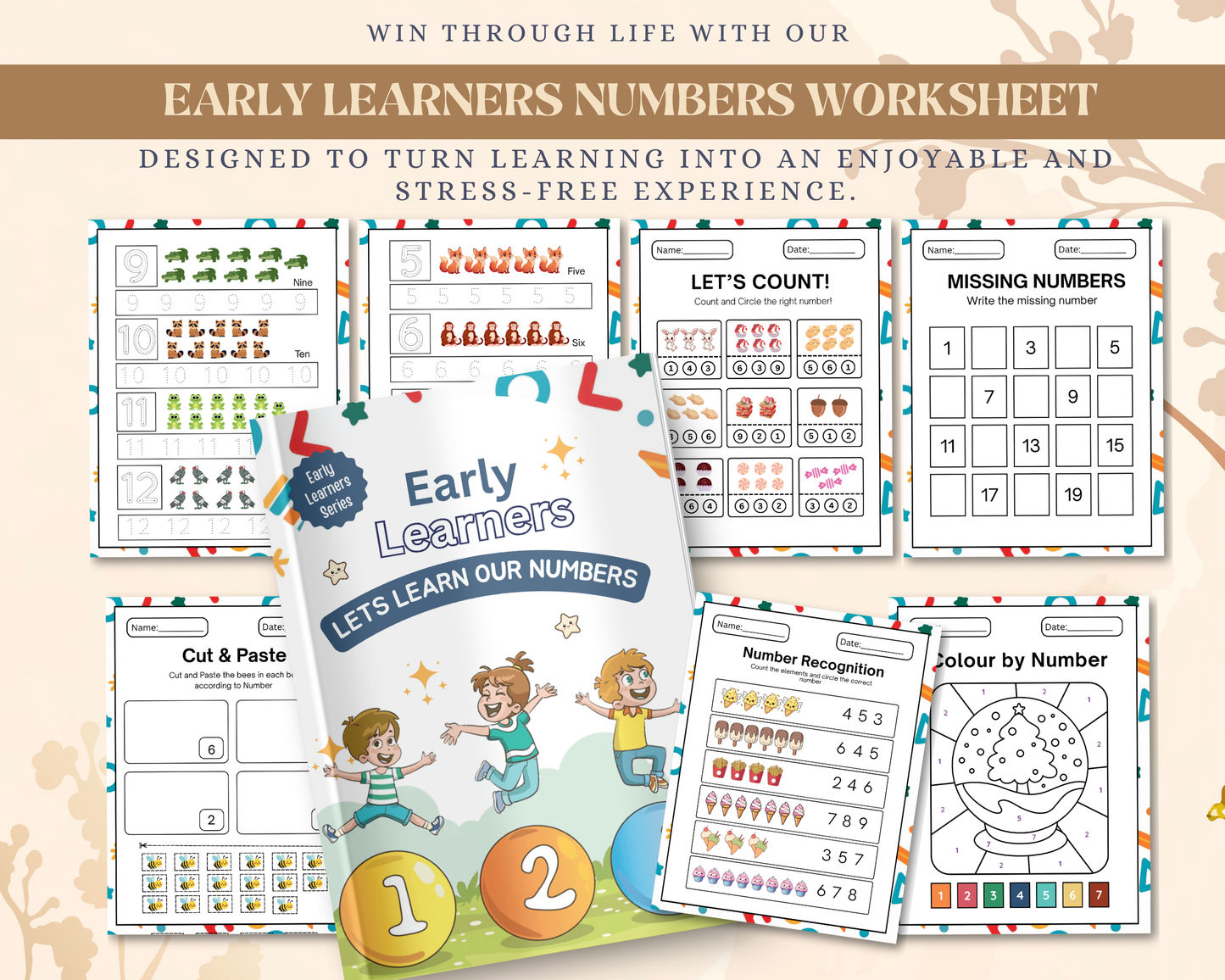 Early Learners Numbers Worksheet | Printable Number Tracing, Counting & Math Activities for Kids