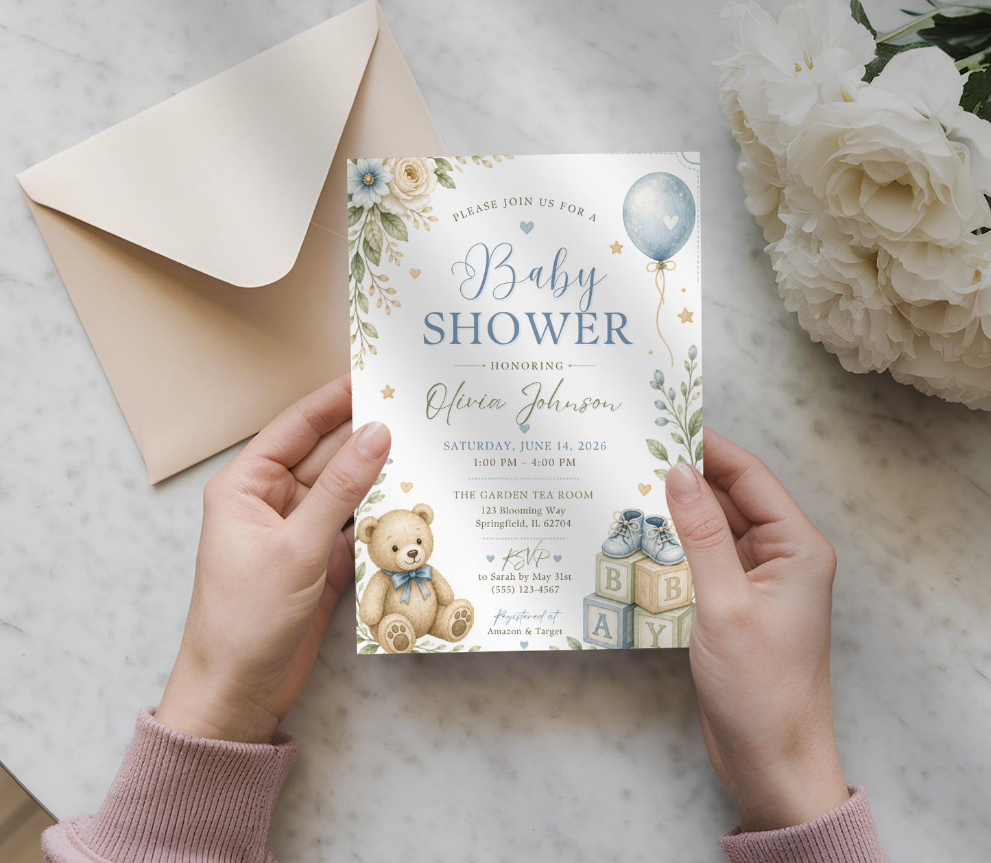 Baby Shower Invitation Template | Editable Canva Baby Shower Invite Design Printable & Digital