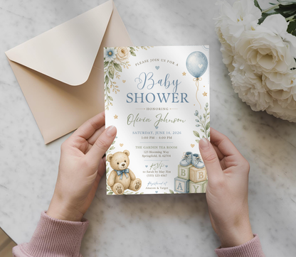 Baby Shower Invitation Template | Editable Canva Baby Shower Invite Design Printable & Digital