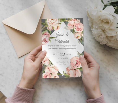 Wedding Invitation Template | Editable Canva Wedding Invite Design Printable & Digital