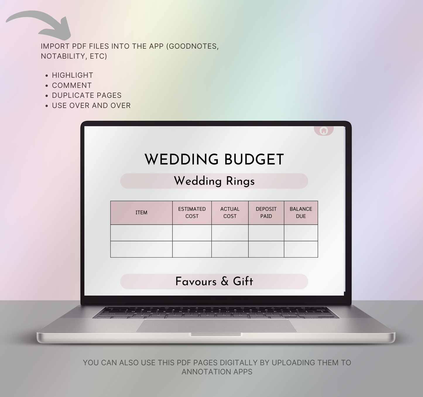 Digital Wedding Planner | Printable Wedding Organizer & Checklist