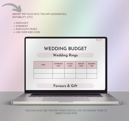Digital Wedding Planner | Printable Wedding Organizer & Checklist