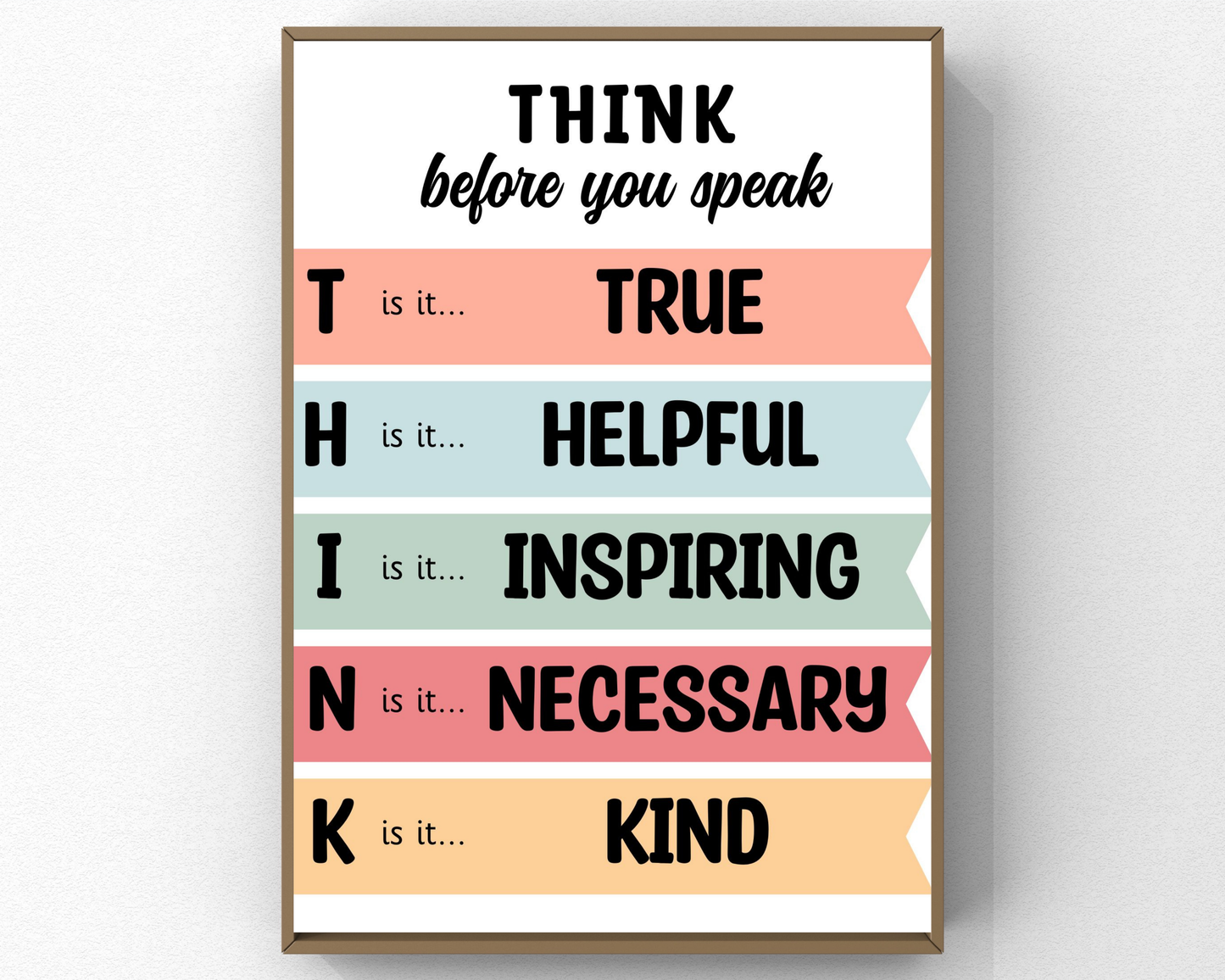 Think Before You Speak Wall Art | Inspirational Quote Poster, Mindfulness &amp; Communication Decor, Printable Motivational Wall Art
