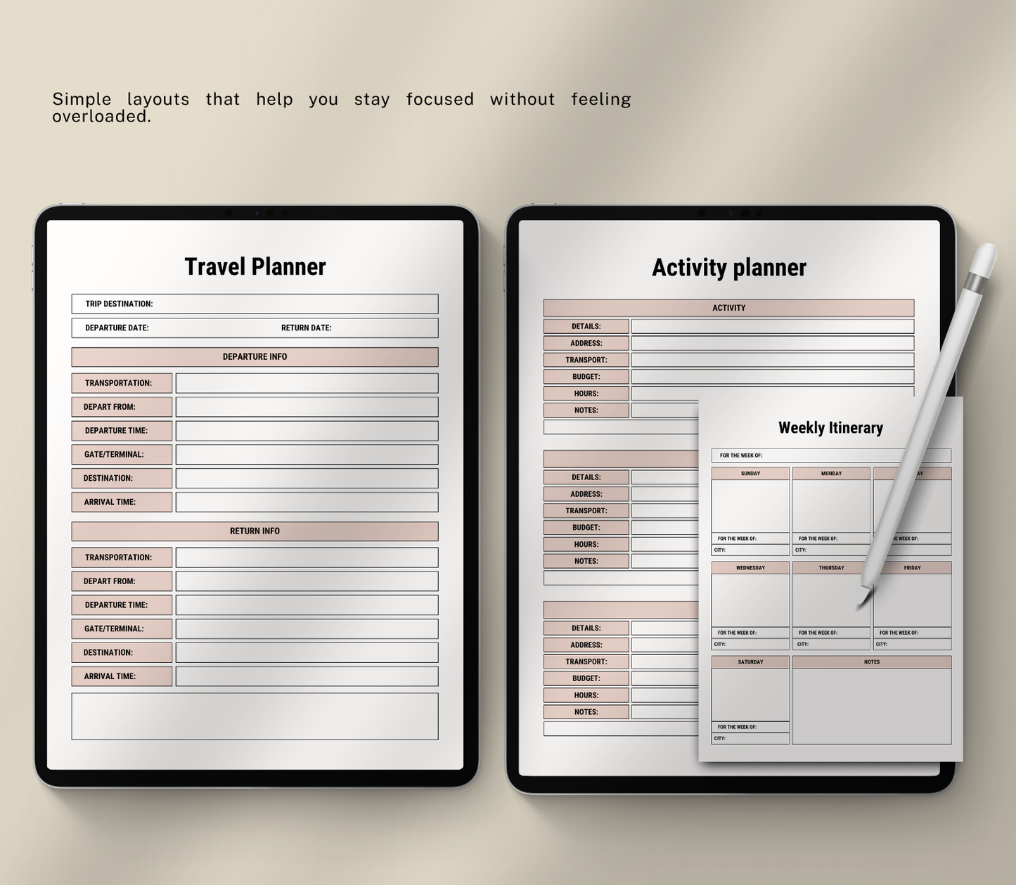 Digital Travel Planner | Editable Trip & Vacation Organizer