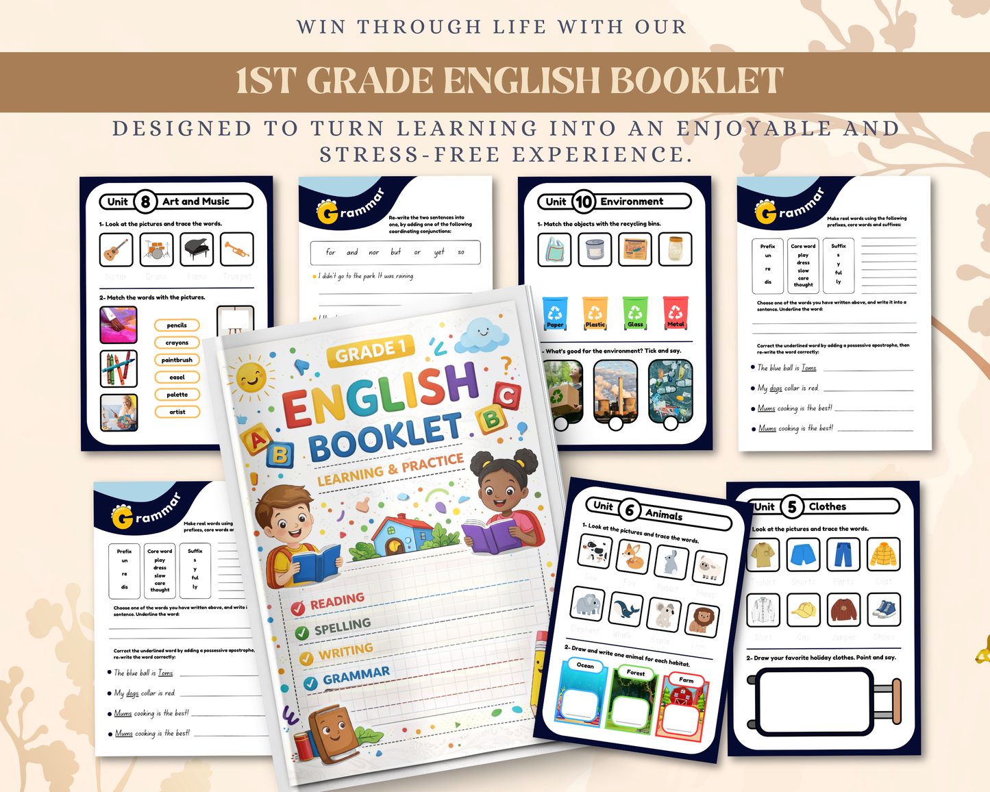 1st Grade English Workbook | Printable Reading, Writing & Grammar Activities for Kids