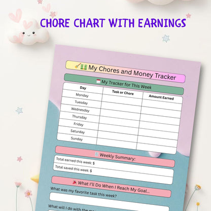Kids Chore Chart with Earnings | Reward & Responsibility Printable Tracker